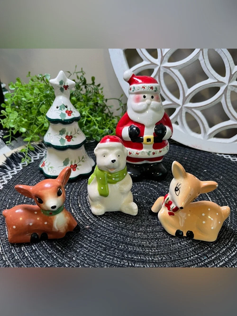 Holiday Ceramic Salt & Pepper Figurines - Set of Five